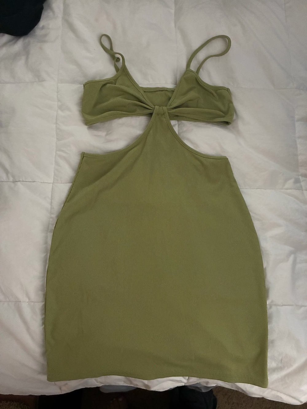 SHEIN Olive Green Cutout Mini Dress with Twist Front